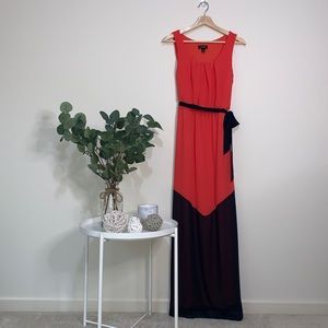 Coral/Navy Maxi Dress